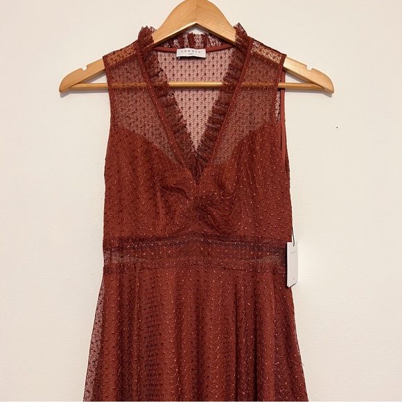 NWT✨ Sandro Cassy Tulle Midi Dress in Rust - Picture 7 of 10